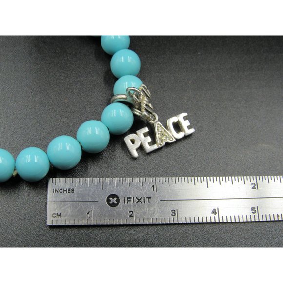 7" Sterling Silver Expandable Faux Stone Peace Butterfly Charm Bracelet Vintage - Picture 7 of 8